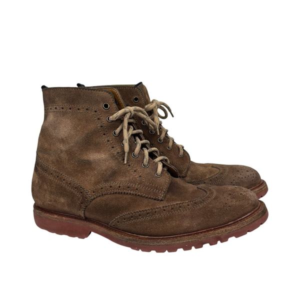 Brunello Cucinelli Suede Wingtip Brogue Derby Boots Men's 44 US Men's 11